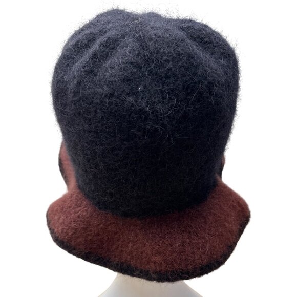 Handmade Susan Salomon Black & Rust Wool Felt Cloche Hat - Picture 4 of 8